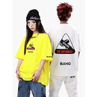 เสื้อยืดแขนสั้น พิมพ์ลาย Bangbang "NO WATCHING" สไตล์อเมริกัน สตรีท สําหรับผู้ชาย