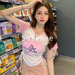 Solenne  เสื้อครอป เสื้อยืดผู้หญิง ครอป baby tee สาวเรโทร 2023 NEW Style สบาย รุ่นใหม่ พิเศษ Chic A29J1AT 36Z230909