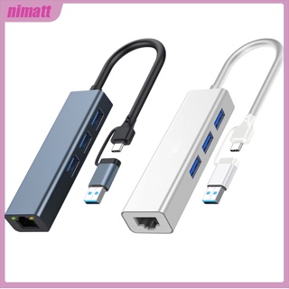 Ni อะแดปเตอร์ฮับเครือข่ายอีเธอร์เน็ต 4 In 1 100 1000Mbps USB 3.0 Type-C เป็น RJ45 หลายพอร์ต LAN สําหรับแล็ปท็อป คอมพิวเตอร์ PC