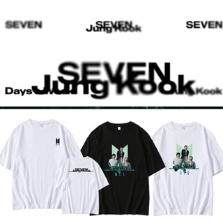 เสื้อยืดลําลอง ผ้าฝ้าย แขนสั้น คอกลม ทรงหลวม พิมพ์ลายอัลบั้ม KPOP BANGTAN JungKook SEVEN แฟชั่นฤดูร้อน สไตล์เกาหลี สําหรับผู้ชาย และผู้หญิง นักเรียน