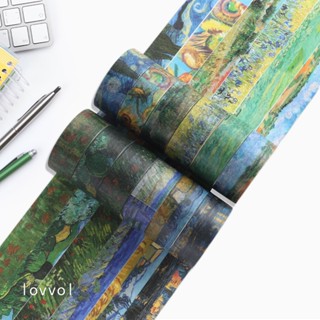 สติกเกอร์เทปกระดาษ ลาย Van Gogh series สําหรับตกแต่งสมุด DIY 2023