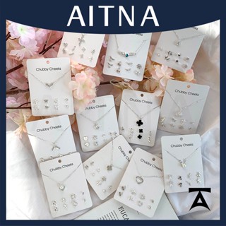 Aitna ชุดเครื่องประดับ ต่างหู สร้อยคอ 4 คู่ สําหรับผู้หญิง