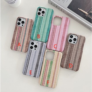 พร้อมส่ง ใหม่ เคสโทรศัพท์มือถือหนังถัก ลายทาง สําหรับ iphone 14 13 14promax 13 13pro 13promax 12 11 promax