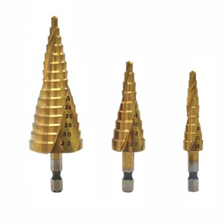 ⚡NEW 8⚡Drill Bits Titanium Metal 3Pcs 4-12/20/32mm Gold HSS Steel Step Cone Drill