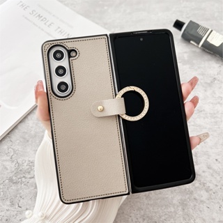 เคสโทรศัพท์มือถือหนัง PU พับได้ กันกระแทก พร้อมแหวนคล้อง สําหรับ Samsung Galaxy Z Fold 5 Z Fold3 Z Fold4 5G