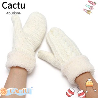 Cactu ถุงมือถักนิตติ้ง แบบเต็มนิ้ว ขนนิ่ม สําหรับผู้หญิง