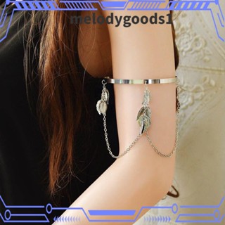 Melodygoods1 สร้อยข้อมือ กําไลข้อมือ ประดับพู่ รูปใบไม้ ทรงกลม เครื่องประดับ