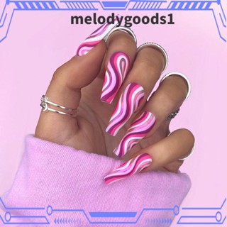 MELODYGOODS1 เล็บปลอม แฟชั่นยอดนิยม สําหรับผู้หญิง จํานวน 24 ชิ้น ต่อกล่อง