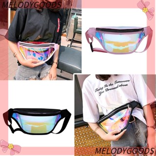 Melodg กระเป๋าเข็มขัด โฮโลแกรม เลเซอร์ กันน้ํา ใส Fanny Pack