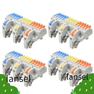 Lansel บล็อกเทอร์มินัลเชื่อมต่อสายไฟ DIN 28-12AWG เข้า 3 ออก 15 600 โวลต์ DIY 4 ชิ้น