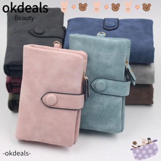 OKDEALS กระเป๋าสตางค์ แบบพับสามทบ มีหลายช่อง สไตล์เกาหลี