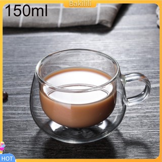 [Bakilili] แก้วกาแฟ ชา แบบสองชั้น ทนความร้อน พร้อมหูจับ 150 มล.