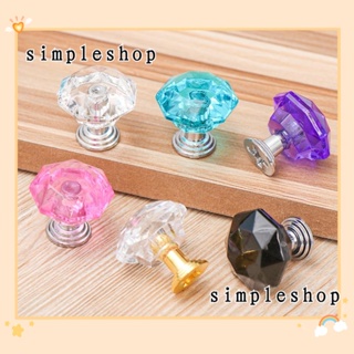 ❀SIMPLE❀ 5PCS Home Decor Diamond Shape Pull Handle Hardware Door Knobs Crystal Glass Knobs Furniture Fitting Colorful Cabinet Handles Fashion Jewelry Box Wardrobe Cupboard Pulls/Multicolor