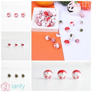 Lanfy ลูกปัดไม้ รูปฟักทองฮาโลวีน 16 20 มม. สําหรับเด็ก 10 ชิ้น