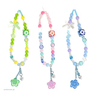 【seve*】 เครื่องประดับโทรศัพท์ น่ารัก โบว์ สายคล้องโทรศัพท์ เครื่องประดับ ลูกปัด เสน่ห์โทรศัพท์
