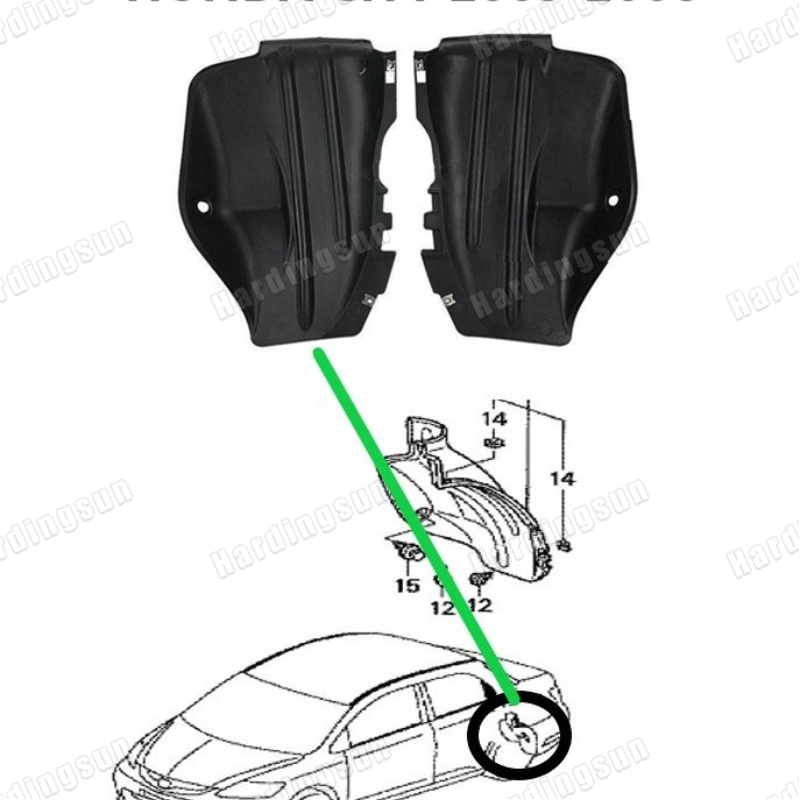 ฝาครอบบังโคลนล้อหลังซ้าย และขวา สําหรับ HONDA JAZZ fit 2003 2004 2005 2006 2007 2008 and HONDA CITY SEL 2003 2004 2005 2006 2007 2008 GD6 GD8