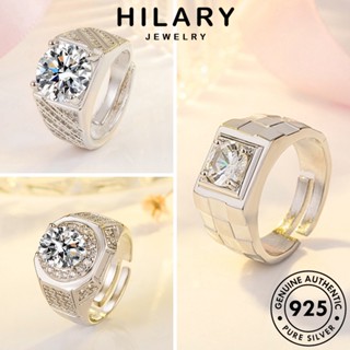 HILARY JEWELRY เกาหลี เรียบง่าย แท้ มอยส์ซาไนท์ไดมอนด์ แฟชั่น ต้นฉบับ เครื่องประดับ เงิน Silver 925 ผู้ชาย แหวน เครื่องประดับ M080