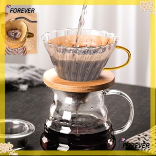 Forever กรวยกรองกาแฟดริป แบบไม้ไผ่ธรรมชาติ ด้ามจับแก้ว อุปกรณ์เสริม สําหรับออฟฟิศ