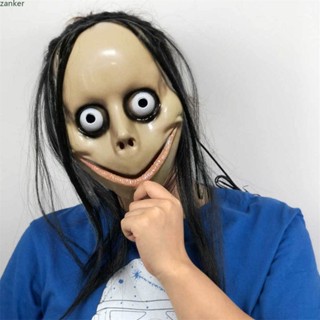 【ในการจัดส่ง】ใหม่ฮาโลวีนสยองขวัญผมยาว Momo Mask Scary Zombie Face Mask Cosplay Ghost Horror Props Party Props