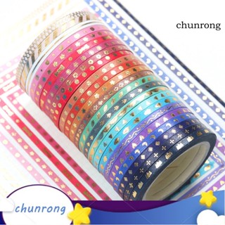 Chunrong สติกเกอร์เทปวาชิ ลายดาว ดอกไม้ ดวงจันทร์ กลิตเตอร์ สําหรับตกแต่งสมุดไดอารี่ สมุดภาพ คริสต์มาส DIY 24 ม้วน