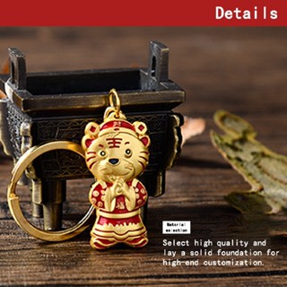 Tiger Keychain 2022 Chinese New Year Tiger Mascot Golden Lucky Pendant Gift