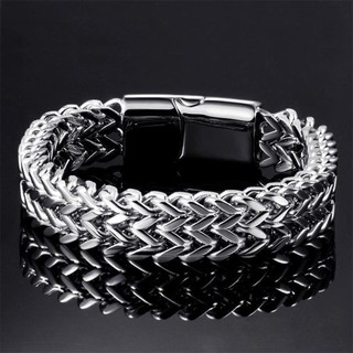 Genaisha Korean Style Hip Hop Cuban Chain Double Row Bracelet Street Trend Simple Domineering Punk