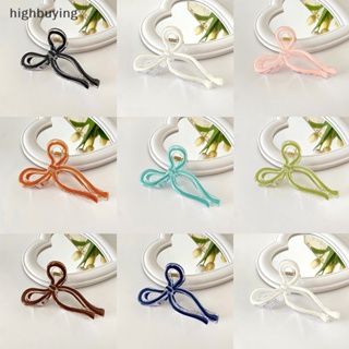 [highbuying] กิ๊บติดผมหางม้า รูปกรงเล็บปลาฉลาม ประดับโบว์ หรูหรา สีพื้น สําหรับผู้หญิง พร้อมส่ง