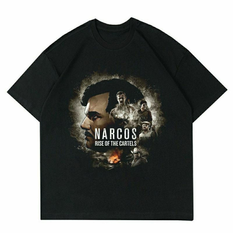 เสื้อผ้า NARCOS PABLO ESCOBAR " RISE OF THE CARTELS | เสื้อยืด PABLO ESCOBAR VINTAGE BLACK MOVIE | |