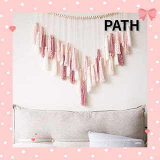 Path พรมผ้าฝ้ายทอ อเนกประสงค์ 33x30 นิ้ว สีชมพู สําหรับแขวนตกแต่งผนัง งานแต่งงาน