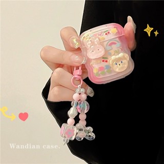 เคสหูฟังบลูทูธไร้สาย ลายกระต่ายหมี สามมิติ สีชมพู สําหรับ Airpods 3 2 Pro