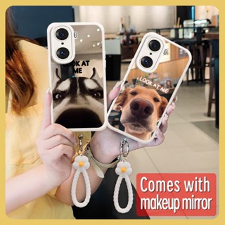 literature Little Fresh Phone Case For Huawei Honor60 Pro Makeup mirror youth Heat dissipation lovely Hangings Full edging