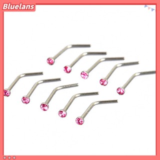 Bluelans จิวเจาะจมูก สเตนเลส ประดับพลอยเทียม 10 ชิ้น