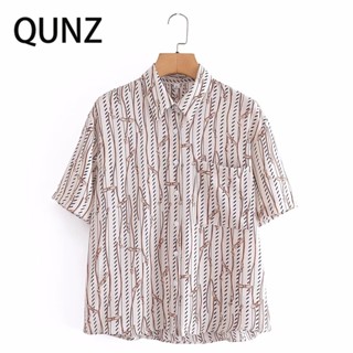 Qunz เสื้อเชิ้ต พิมพ์ลาย สามมิติ อเนกประสงค์ 5964