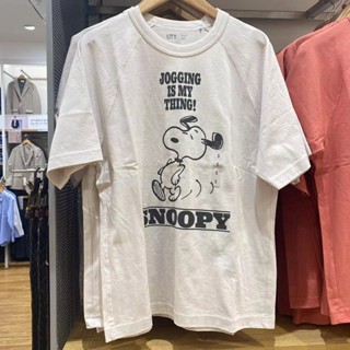 เสื้อยืดแขนสั้นลําลอง ผ้าฝ้ายแท้ พิมพ์ลาย Snoopy แฟชั่นฤดูร้อน สําหรับผู้ชาย และผู้หญิง