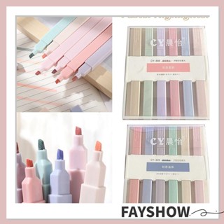 Fay ปากกามาร์กเกอร์ ไฮไลท์พาสเทล สุนทรีย์ ปลายนิ่ม เครื่องเขียน 6 ชิ้น