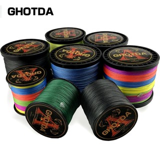 Ghotda สายเบ็ดตกปลา PE ถักเปีย 4 เส้น 300 ม. 500 ม. 1000 ม. 100% หลากสี