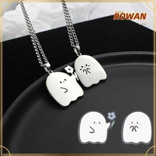 Rowans สร้อยคอโซ่ จี้การ์ตูนผี สไตล์ฮิปฮอป พร็อพคอสเพลย์ DIY สําหรับเพื่อนสนิท