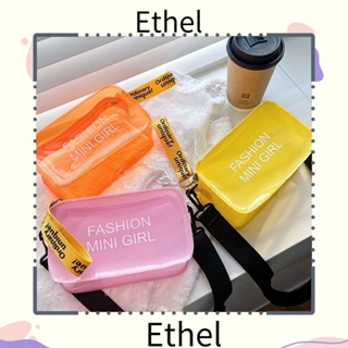 Ethel1 กระเป๋าสะพายไหล่ กระเป๋าเมสเซนเจอร์ เลเซอร์ใส ขนาดเล็ก พิมพ์ลายตัวอักษร