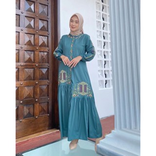 -H Dress Maxy Gamis Muslim Maxi Matt Apk ชุดแม็กซี่เดรสลําลอง ปักลาย พรีเมี่ยม สําหรับทุกวัน