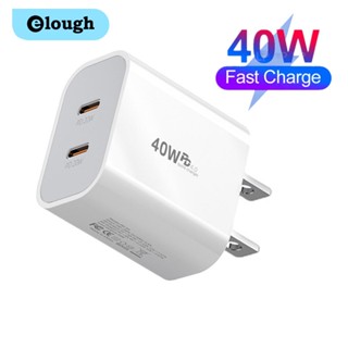  Elough อะแดปเตอร์ชาร์จเร็ว 40W Dual PD USB C Type C