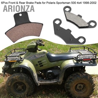 ARIONZA 6 ชิ้นด้านหน้าและด้านหลังผ้าเบรคสำหรับ Polaris Sportsman 500 4x4 1998-2002