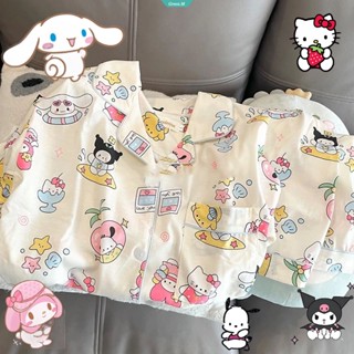 ชุดนอน เสื้อแขนสั้น กางเกงขาสั้น ลายการ์ตูน Paradise Sanrio Hello Kitty Mymelody Kuromi Cinnamoroll PompomPurin Pochacco แฟชั่นฤดูร้อน สไตล์ญี่ปุ่น สําหรับผู้หญิง [GM]