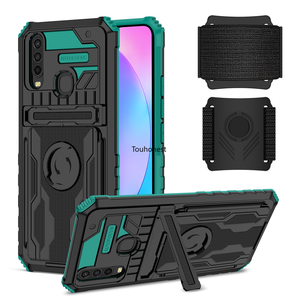 เคส Vivo Y17 เคส Vivo Y15 Y12 เคส Vivo Y11 Y5 Casing Vivo Y20 Y20i Case Vivo Y12A Y20S Case Vivo Y12S Y20T Case Vivo Y72 Y53S Case New Portable Shockproof Cool Hybrid Armor Wrist Strap Stand Phone Cover Cassing Cases Case WD โทรศัพท์มือถือ กันกระแทก
