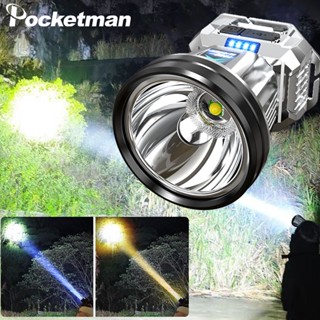 Pocketman ไฟ LED กลางแจ้ง แข็งแรง ไฟหน้า แสงสีขาว สีเหลือง สว่างมาก ชาร์จไฟได้ หัวเมาท์ กลางคืน ไฟตกปลา ตกปลา ในครัวเรือน ทํางาน โคมไฟแร่ยาว