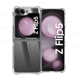 Luxury Acrylic Transparent Case For Samsung Galaxy Z Flip 5 5G flip5 Shockproof Clear Hard Cover Bumper