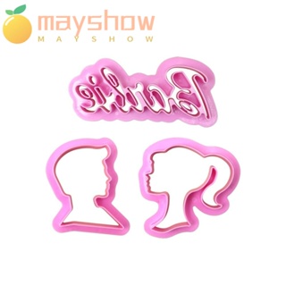 Mayshow แม่พิมพ์ซิลิโคน รูปเจ้าหญิงบาร์บี้ สีชมพู สําหรับทําขนม บิสกิต แฮนด์เมด DIY 3 ชิ้น