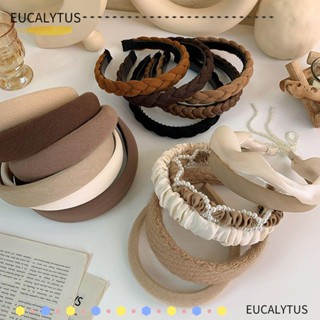 Eutus ที่คาดผม ผ้ายืดหยุ่น ประดับไข่มุก สีพื้น แฟชั่นฤดูใบไม้ร่วง และฤดูหนาว สําหรับเด็กผู้หญิง