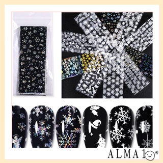 Alma ฟอยล์โฮโลแกรม ลายซานตาคลอส ต้นคริสต์มาส สําหรับตกแต่งเล็บ DIY