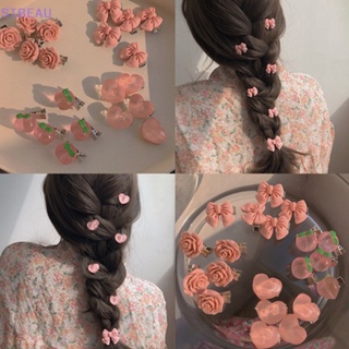 [cxSTBEAU] กิ๊บติดผม รูปผีเสื้อ ดอกกุหลาบ พีช น่ารัก สําหรับผู้หญิง 1 ชิ้น