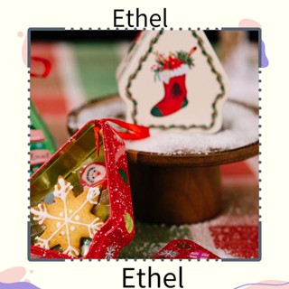 Ethel1 กล่องดีบุก ลายคริสต์มาส สําหรับเก็บบิสกิต เครื่องประดับ เหมาะกับเทศกาลคริสต์มาส